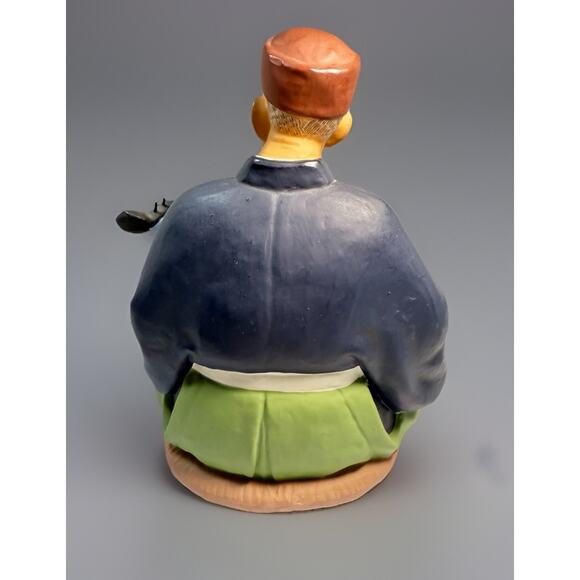 Vtg Hakata Urasaki Dolls Japan Clay Figurine Man Playing Biwa Lute 8" Handpaint - Picture 3 of 8